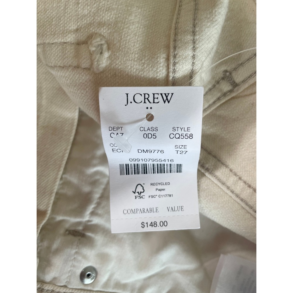 J.Crew Slim Barrel Jean Denim Women‎ 27 Tall Ecru Cream CQ558 New - Picture 8 of 12